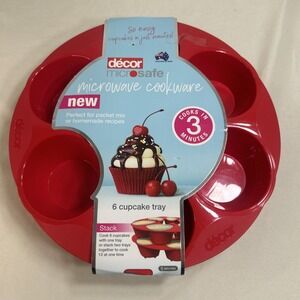 NEW Decor Microsafe Microwave Cookware 6 Cupcake Tray BPA Free